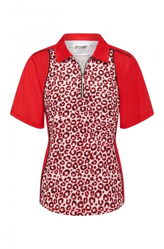 Ladies Zip Leopard Platinum Polo