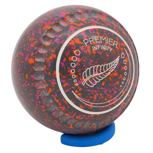 [PREM4HAB506957A-48860-121223-1ST31MCINFINITY] Premier Infinity Size 4 Crimson-Orange Gripped - Made exclusively by Greenmaster Bowls Scotland - Fern Leaf Logo